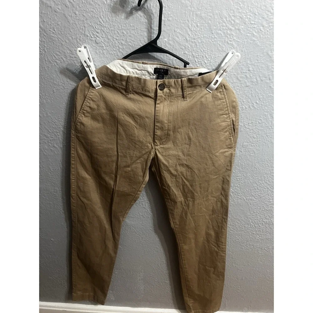 J Crew Flex Mens 31x32 Straight Leg Pants Tan Skinny